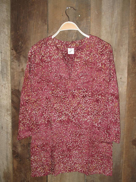 Tunic - Batik Tunics Leaves in Marsala - Girl Intuitive - Nusantara -