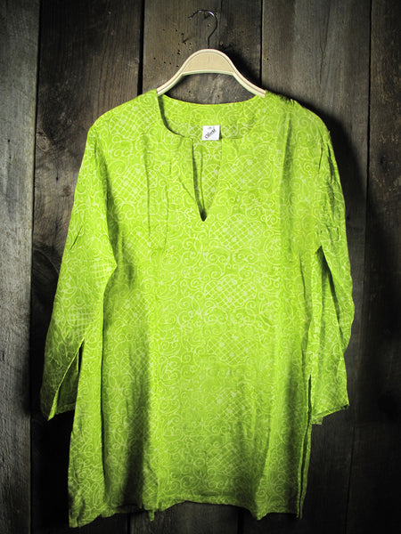 Tunic - Batik Tunic in Lime Green Sea - Girl Intuitive - Nusantara -