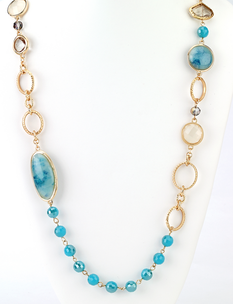Necklace - Beaded Long Necklace in Blue - Girl Intuitive - Christian Livingston -