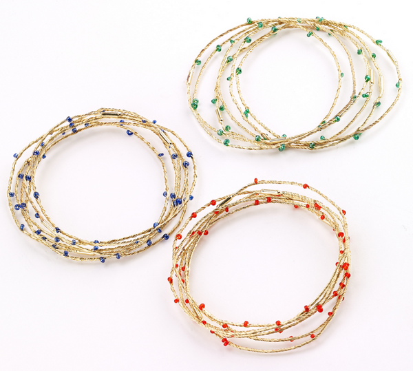 bracelet - Beaded Wire Bangle Sets - Girl Intuitive - Island Imports -