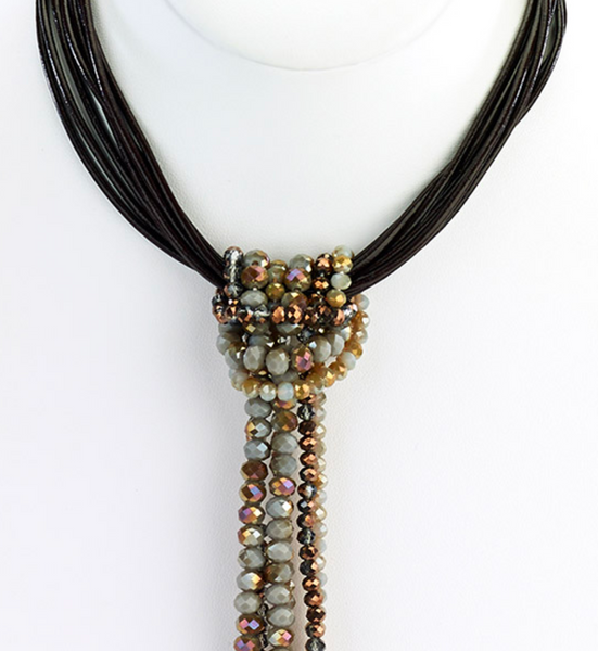 Necklace - Beaded Tassel Leather Necklace - Girl Intuitive - Island Imports -