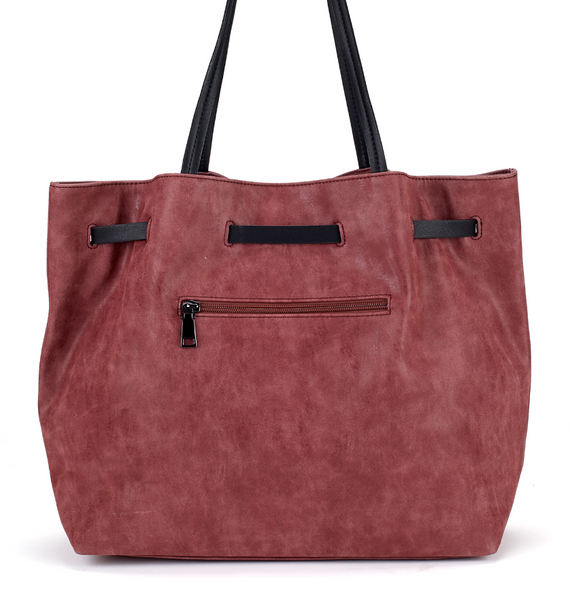 Bags - Belted Shopper Bag in Burgundy - Girl Intuitive - Christian Livingston -
