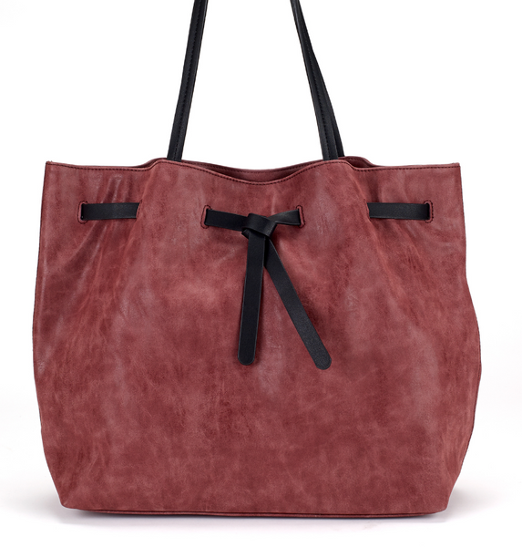 Bags - Belted Shopper Bag in Burgundy - Girl Intuitive - Christian Livingston -