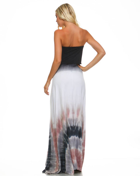 Dresses - Black & White Dip Dye with Pink Maxi Dress - Girl Intuitive - Urban X -