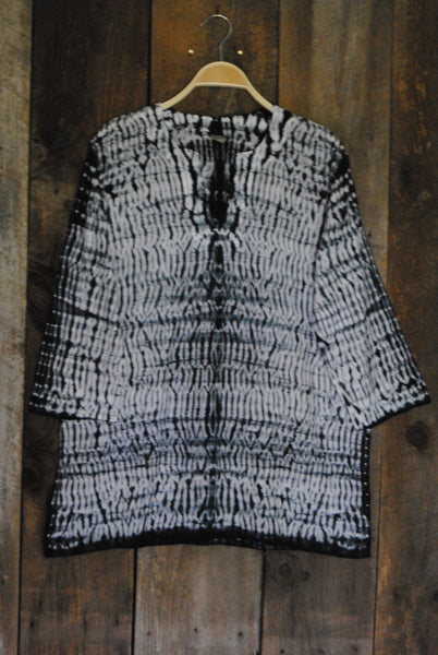 Tunic - Black and White Shibori Tunic - Girl Intuitive - Nusantara -