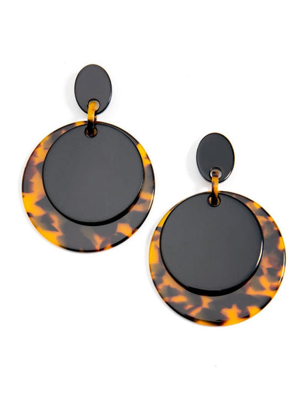 earrings - Black and Tortoise Drop Earrings - Girl Intuitive - Zenzii -