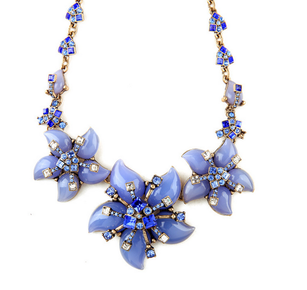 Necklace - Blue Flower Statement Necklace - Girl Intuitive - Girl Intuitive -