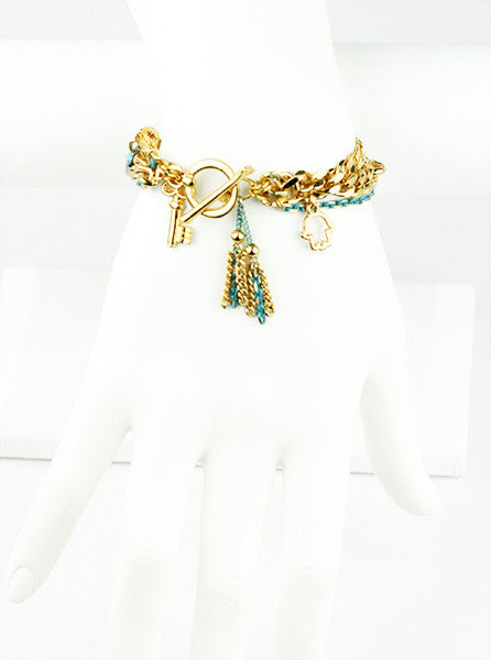 bracelet - Blue Heart Charm Chain Bracelet - Girl Intuitive - Shani Kiss -