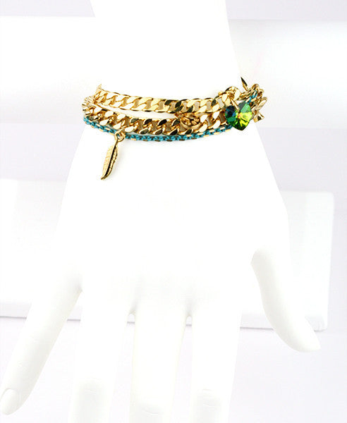 bracelet - Blue Heart Charm Chain Bracelet - Girl Intuitive - Shani Kiss -