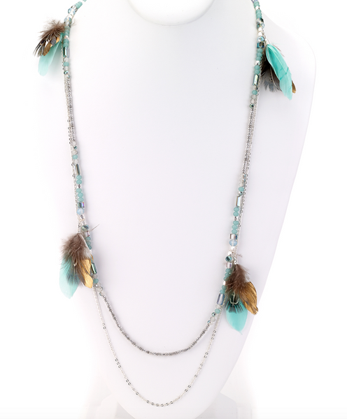 Necklace - Bohemian Necklace with Feathers - Girl Intuitive - Island Imports -