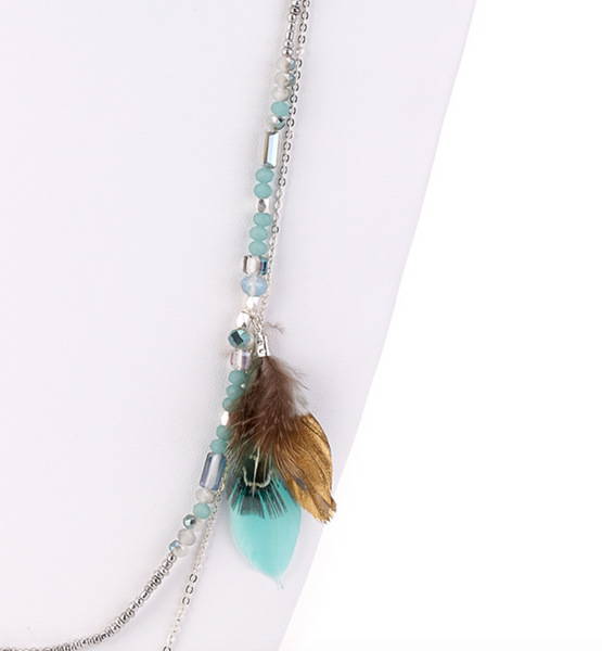 Necklace - Bohemian Necklace with Feathers - Girl Intuitive - Island Imports -