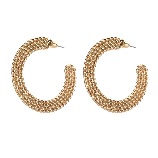earrings - Braided Open Hoop Earrings - Girl Intuitive - Island Imports - Gold / Metal