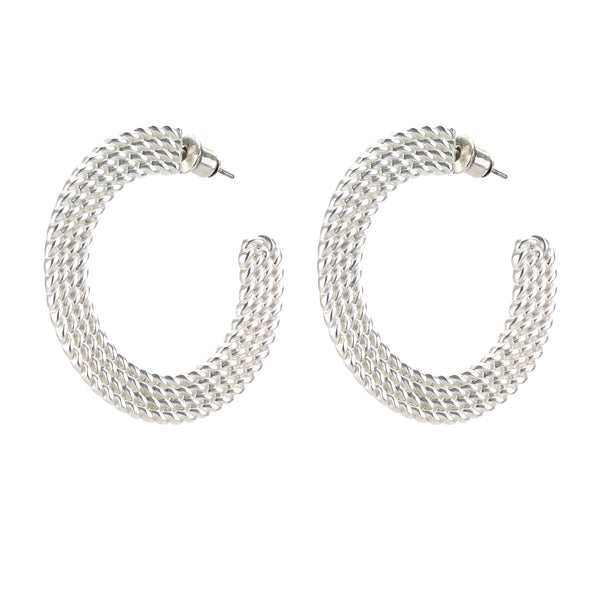 earrings - Braided Open Hoop Earrings - Girl Intuitive - Island Imports - Silver / Metal