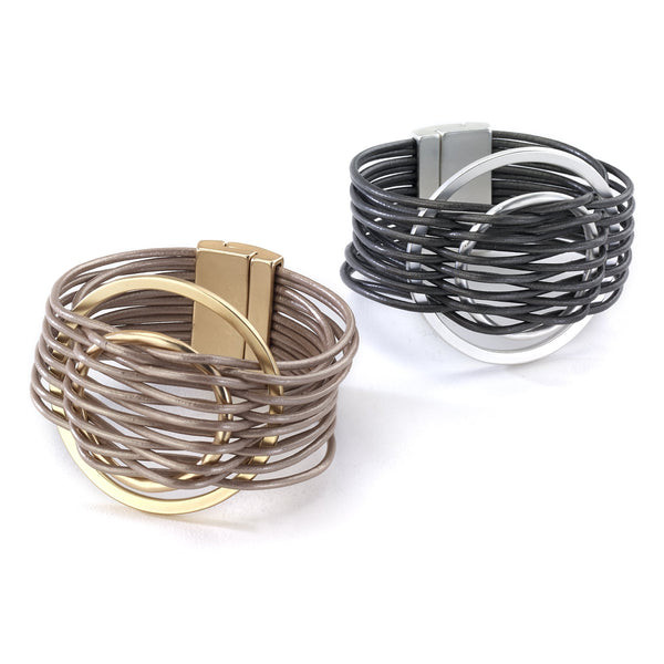bracelet - Braided Double Circle Leather Bracelet - Girl Intuitive - Island Imports -