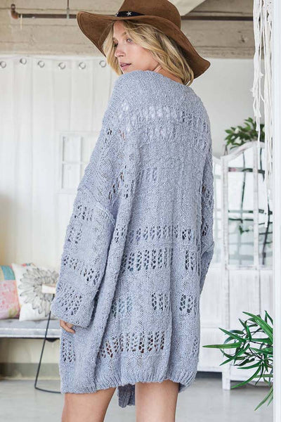Sweater - Bucketlist Holes Pattern Oversized Cardigan - Girl Intuitive - Bucketlist -