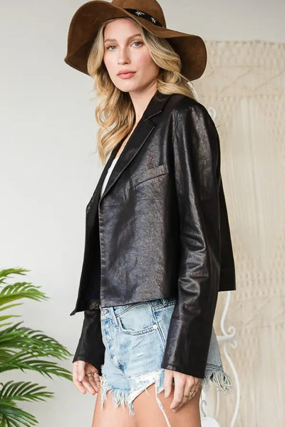 Jacket - Bucketlist Vegan Leather Blazer - Girl Intuitive - Bucketlist -