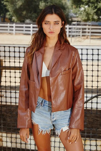 Jacket - Bucketlist Vegan Leather Blazer - Girl Intuitive - Bucketlist -