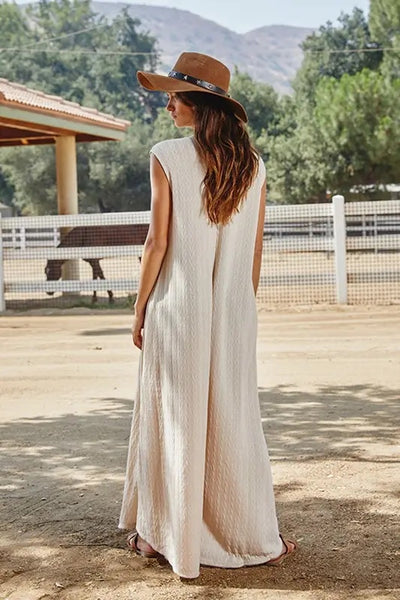 Bucketlist Wide Leg Textured Solid Jumpsuit