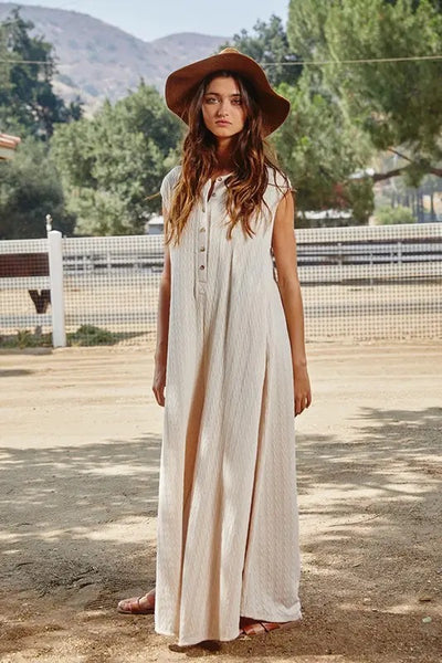 Bucketlist Wide Leg Textured Solid Jumpsuit