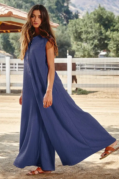 Bucketlist Wide Leg Textured Solid Jumpsuit