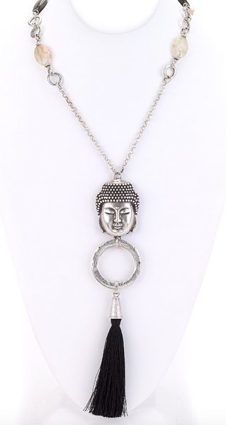 Necklace - Buddha Pendant Long Necklace - Girl Intuitive - Island Imports -