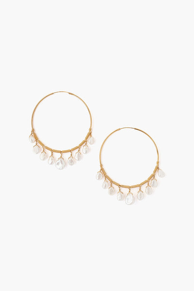 earrings - Chan Luu White Pearl Hoop Earrings - Girl Intuitive - Chan Luu -