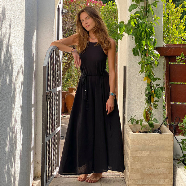 Dresses - Callie Boho Cotton Maxi Dress Black - Girl Intuitive - Secret Language -