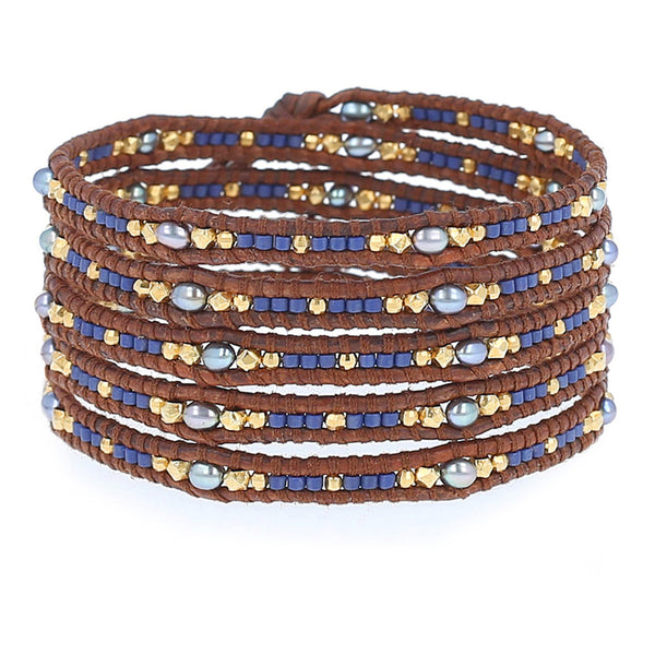 bracelet - Chan Luu Blue Mix Seed Bead Wrap Bracelet - Girl Intuitive - Chan Luu -