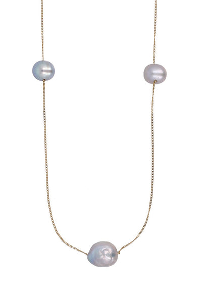 Necklace - Chan Luu Floating Pearl Layering Necklace - Girl Intuitive - Chan Luu - Gray