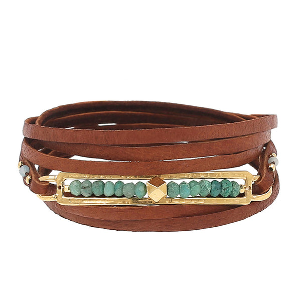 bracelet - Chan Luu Green Opal Flat Leather Bracelet - Girl Intuitive - Chan Luu -