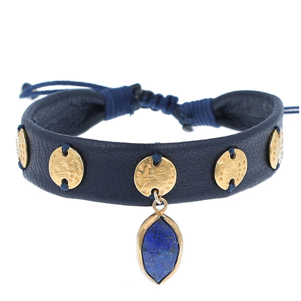 bracelet - Chan Luu Lapis Pendant Leather Cuff - Girl Intuitive - Chan Luu -