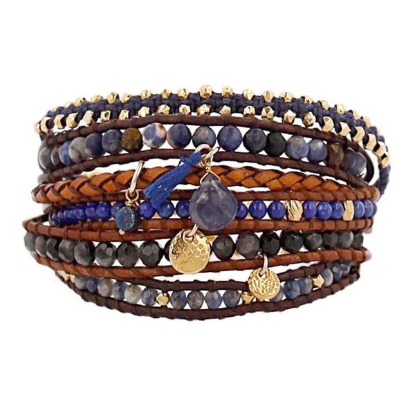 bracelet - Chan Luu Navy Mix Leather Strand Bracelet - Girl Intuitive - Chan Luu -