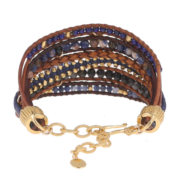 bracelet - Chan Luu Navy Mix Leather Strand Bracelet - Girl Intuitive - Chan Luu -