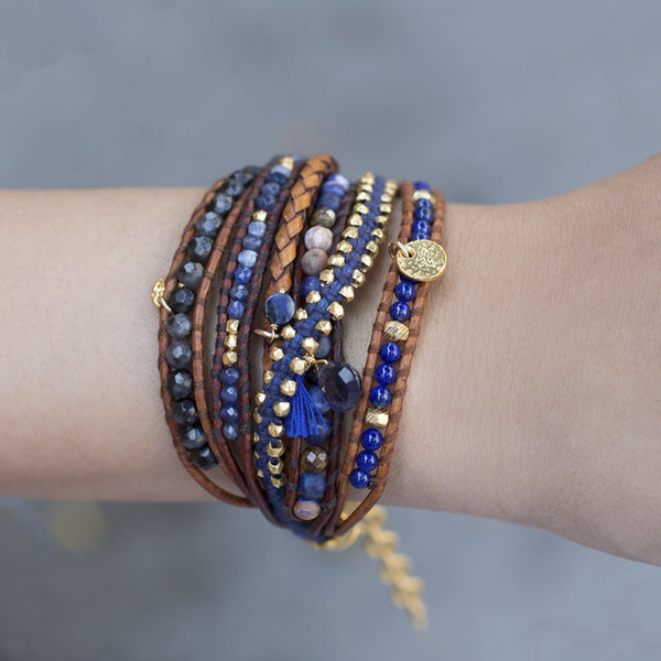 bracelet - Chan Luu Navy Mix Leather Strand Bracelet - Girl Intuitive - Chan Luu -