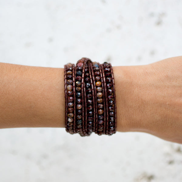 bracelet - Chan Luu Pietersite Wrap on Tamba Leather - Girl Intuitive - Chan Luu -