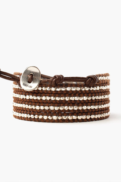 bracelet - Chan Luu Sterling Silver Wrap Bracelet On Brown Leather - Girl Intuitive - chan luu -