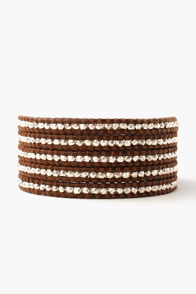 bracelet - Chan Luu Sterling Silver Wrap Bracelet On Brown Leather - Girl Intuitive - chan luu -