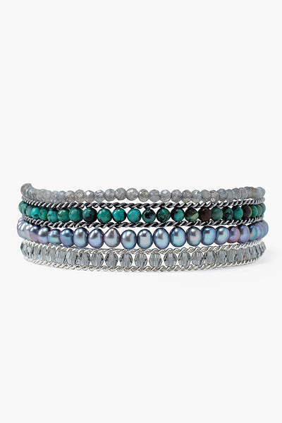 bracelet - Chan Luu Turquoise Pearl Mix Naked Wrap Bracelet - Girl Intuitive - Chan Luu -