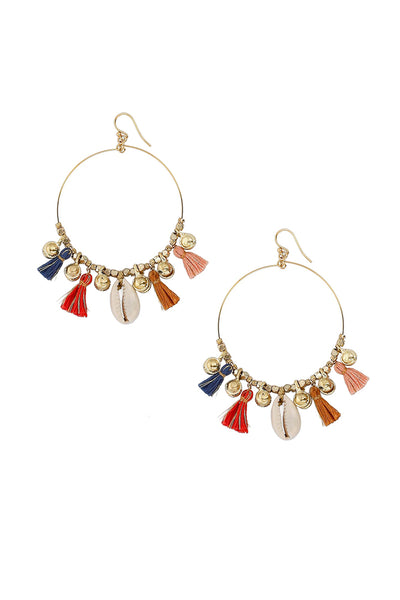 earrings - Chan Luu Multi Mix Charm Tassel Large Hoop Earrings - Girl Intuitive - Chan Luu -