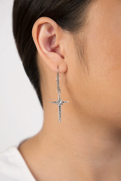 earrings - Chan Luu Silver Diamond Cross Earrings - Girl Intuitive - Chan Luu -