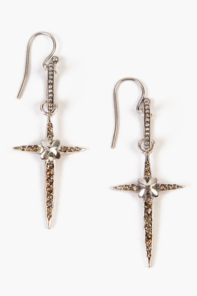 earrings - Chan Luu Silver Diamond Cross Earrings - Girl Intuitive - Chan Luu -