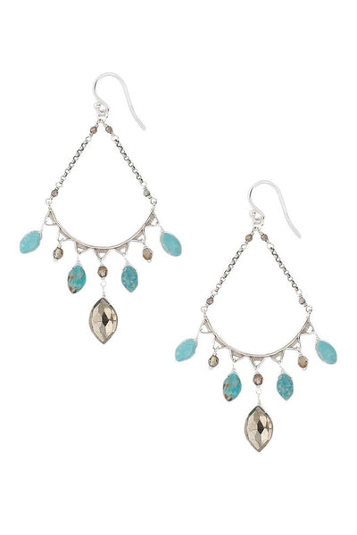 earrings - Chan Luu Turquoise Mix Teardrop Hoop Earrings - Girl Intuitive - Chan Luu -