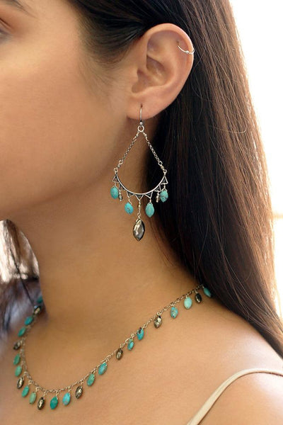 earrings - Chan Luu Turquoise Mix Teardrop Hoop Earrings - Girl Intuitive - Chan Luu -