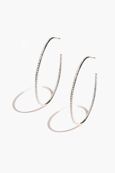 earrings - Chan Luu White Diamond White Gold Large Hoop Earrings - Girl Intuitive - Chan Luu -