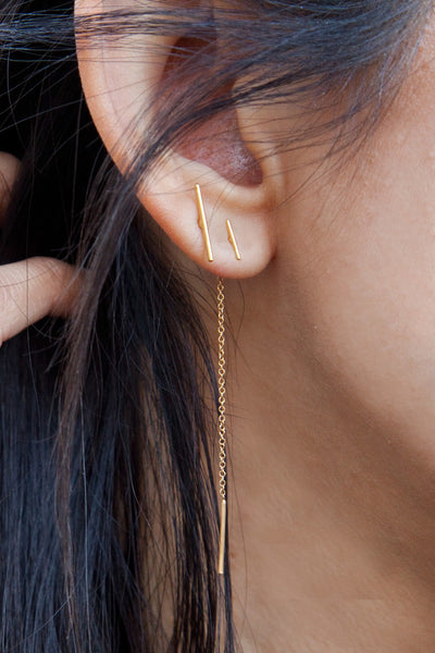 earrings - Chan Luu Gold Bar Chain Thread Earrings - Girl Intuitive - Chan Luu -
