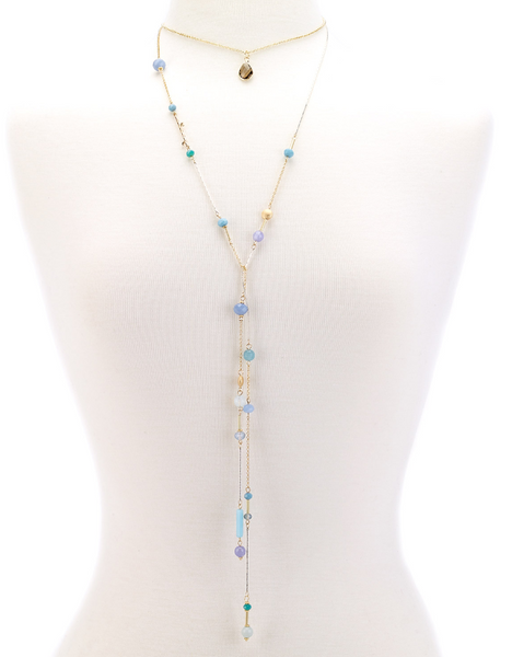 Necklace - Choker Drop Pendant Beaded Lariat - Girl Intuitive - Island Imports - Blue
