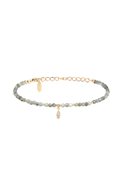 Necklace - Choker in Labradorite and Gold with Hamsa - Girl Intuitive - Ettika -
