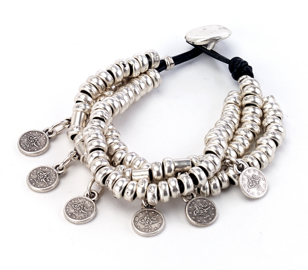 bracelet - Coin Charms Bracelet - Girl Intuitive - Island Imports -