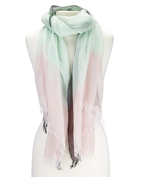 Scarves - Color Block Scarf in Pastel - Girl Intuitive - Island Imports - Green / Modal Cotton