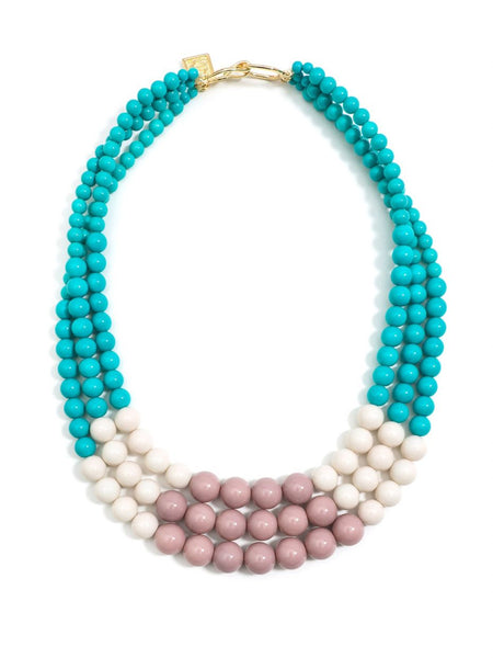 Necklace - Color Splash Beaded Layered Necklace Beige - Girl Intuitive - Zenzii -